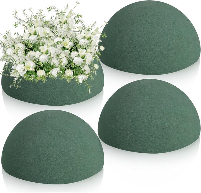 FLORAL FOAM ROUND 4 PACK FLORAL DRY FOAM HALF BALL FOR ARTIFICIAL PLANT FLORAL ARRANGEMENT AND WEDDING AND GARDEN DECORATIONS551X276INCH