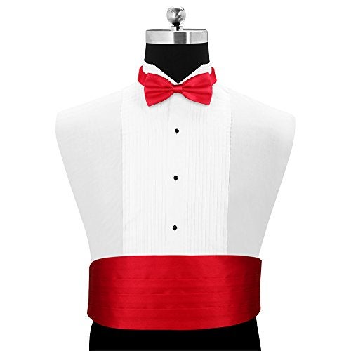 Peluche Men's Satin The Cerulean Cummerband and Bow Tie Set (Red, Free Size) - Image 2