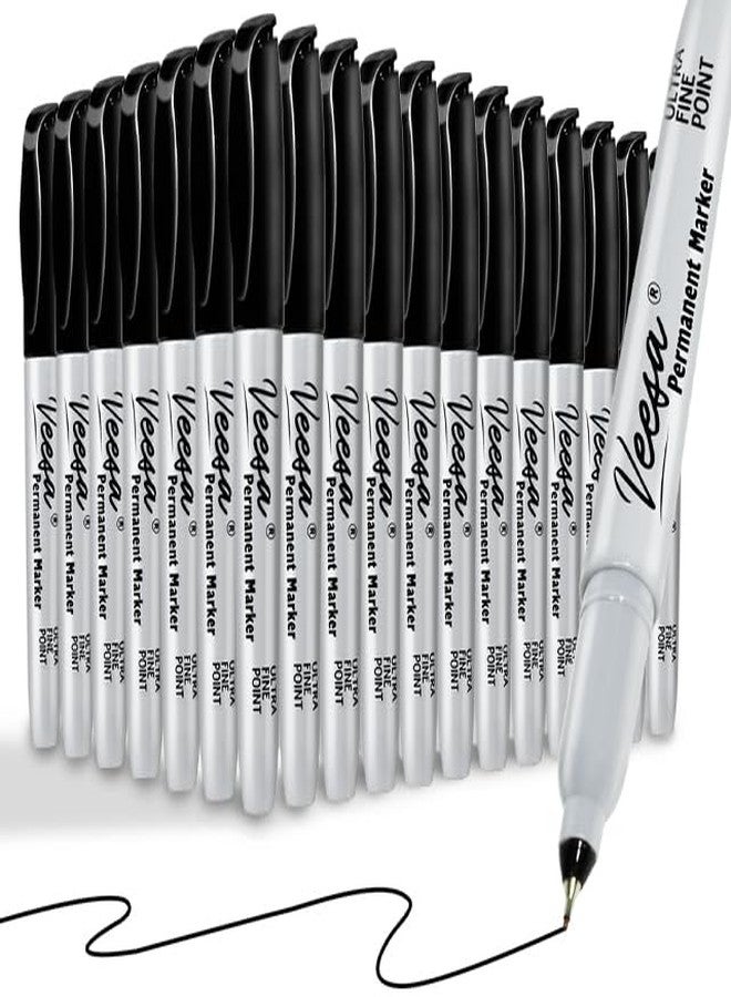 VEESA Ultra Fine Permanent Markers, 0.4mm, 60 Pack Black Ultra Permanent Markers Bulk, 1 Second Quick Drying, Waterproof, Fade-Resistant, Office Series, Classroom Set - Image 1