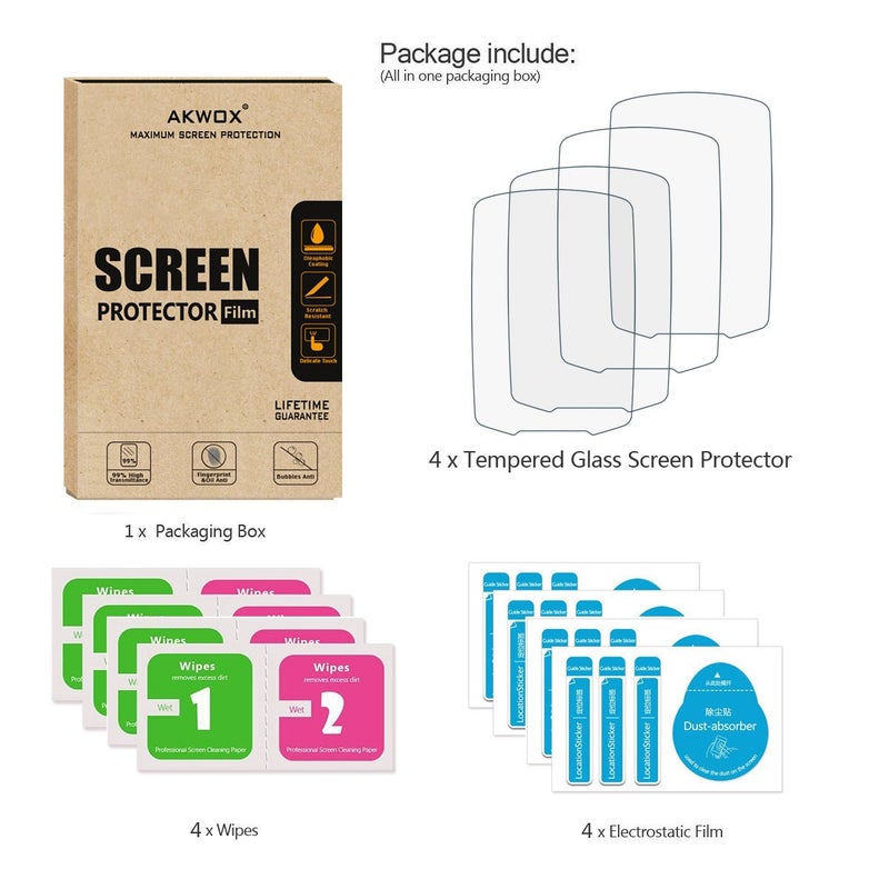 AKWOX (Pack of 4) Tempered Glass Screen Protector for Garmin GPSMAP 62 64 64s 64st, 0.3mm 9H Hard Scratch-resistant Protective Film for GPSMAP 62 62s 62sc 62st 62stc 64 64s 64st GPS - Image 5