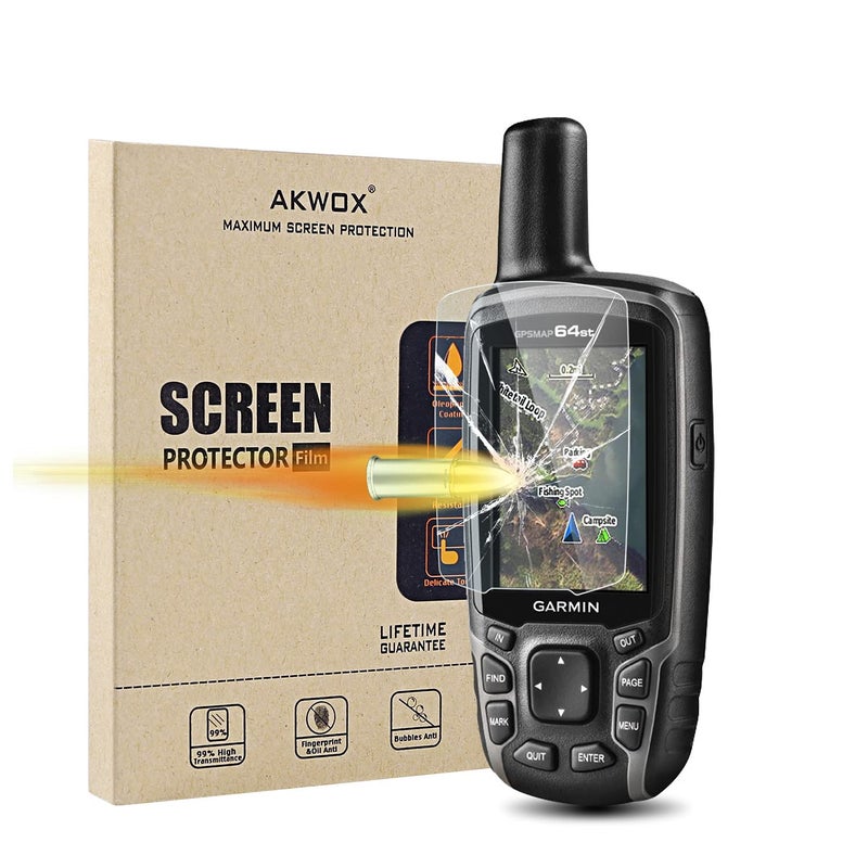 AKWOX (Pack of 4) Tempered Glass Screen Protector for Garmin GPSMAP 62 64 64s 64st, 0.3mm 9H Hard Scratch-resistant Protective Film for GPSMAP 62 62s 62sc 62st 62stc 64 64s 64st GPS - Image 1