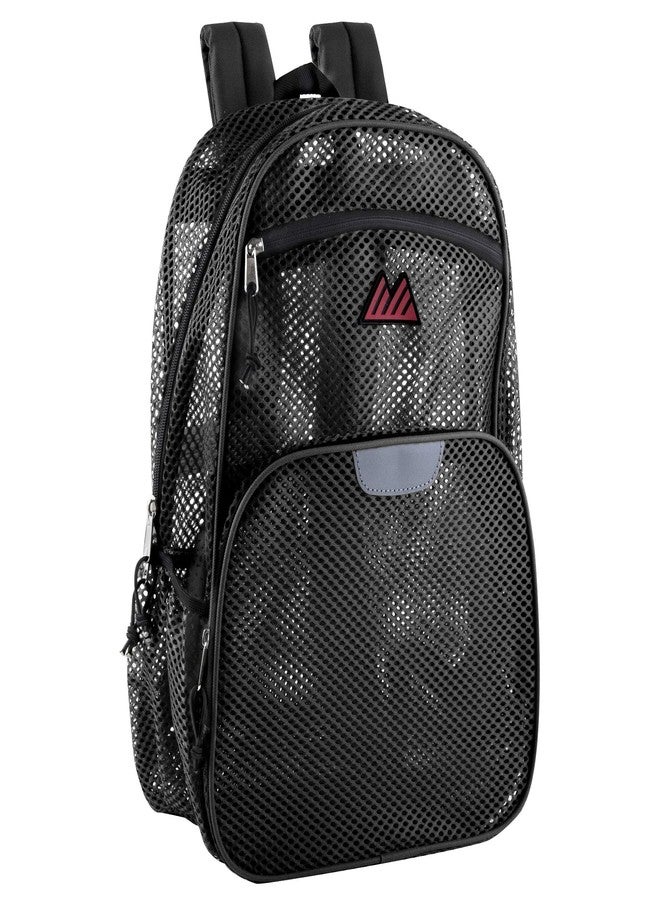 Summit Ridge Mesh Backpacks for Adults, School, Beach - Backpack with Reflective Strip (Black) - Image 1