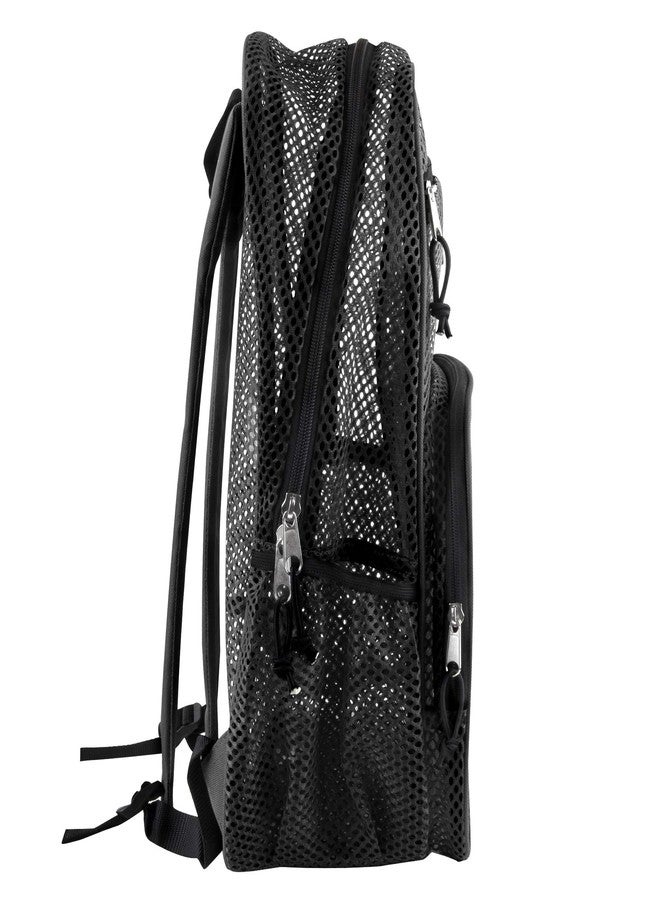 Summit Ridge Mesh Backpacks for Adults, School, Beach - Backpack with Reflective Strip (Black) - Image 4