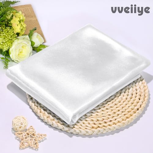 vveiiye Satin Fabric 1 Yard 60" Wide Soft Silky Charmeuse Satin Fabric by The Yard Soild Fabric for Wedding Dress, Sewing, Crafts, Party Decorations, Backdrop, White - Image 4