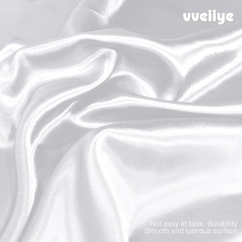 vveiiye Satin Fabric 1 Yard 60" Wide Soft Silky Charmeuse Satin Fabric by The Yard Soild Fabric for Wedding Dress, Sewing, Crafts, Party Decorations, Backdrop, White - Image 5