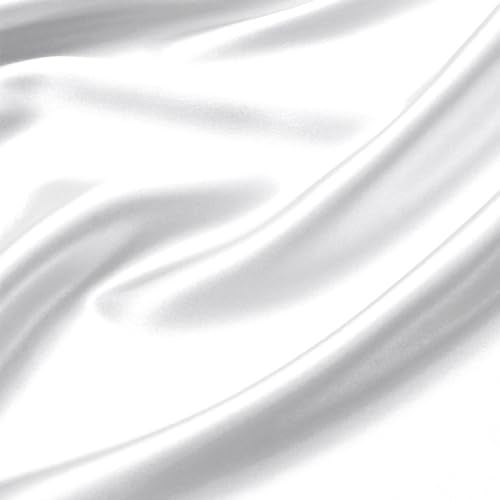 vveiiye Satin Fabric 1 Yard 60" Wide Soft Silky Charmeuse Satin Fabric by The Yard Soild Fabric for Wedding Dress, Sewing, Crafts, Party Decorations, Backdrop, White - Image 1