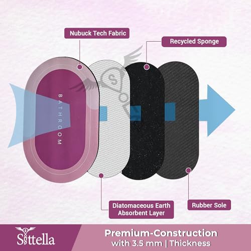 SITTELLA® 2 Pieces (3.5mm) Anti-Skid Water Soaking Oval Bathroom Print Rubber Mat, Water Absorbent Mat (40X60Cm) Pink - Image 2