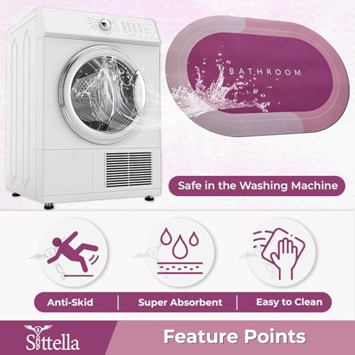 SITTELLA® 2 Pieces (3.5mm) Anti-Skid Water Soaking Oval Bathroom Print Rubber Mat, Water Absorbent Mat (40X60Cm) Pink - Image 4