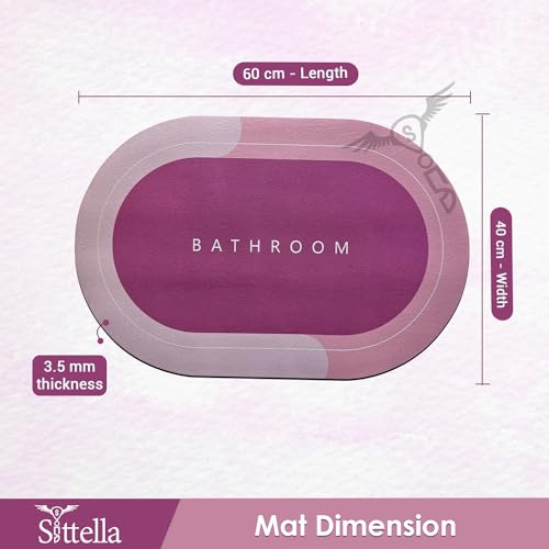 SITTELLA® 2 Pieces (3.5mm) Anti-Skid Water Soaking Oval Bathroom Print Rubber Mat, Water Absorbent Mat (40X60Cm) Pink - Image 3