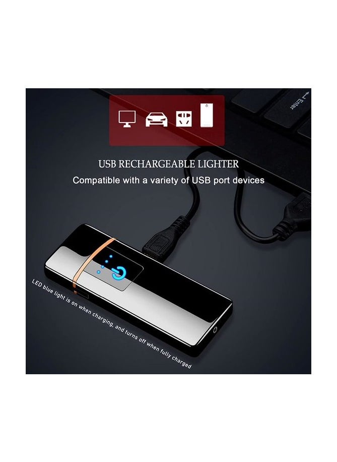 amazing.EGP - Electronic Lighter, Windproof USB Rechargeable Electric Lighter with Smart Fingerprint Sensor, Double Side Ignition, Creative Power Indicator Flameless Lighter (Black) - Image 1