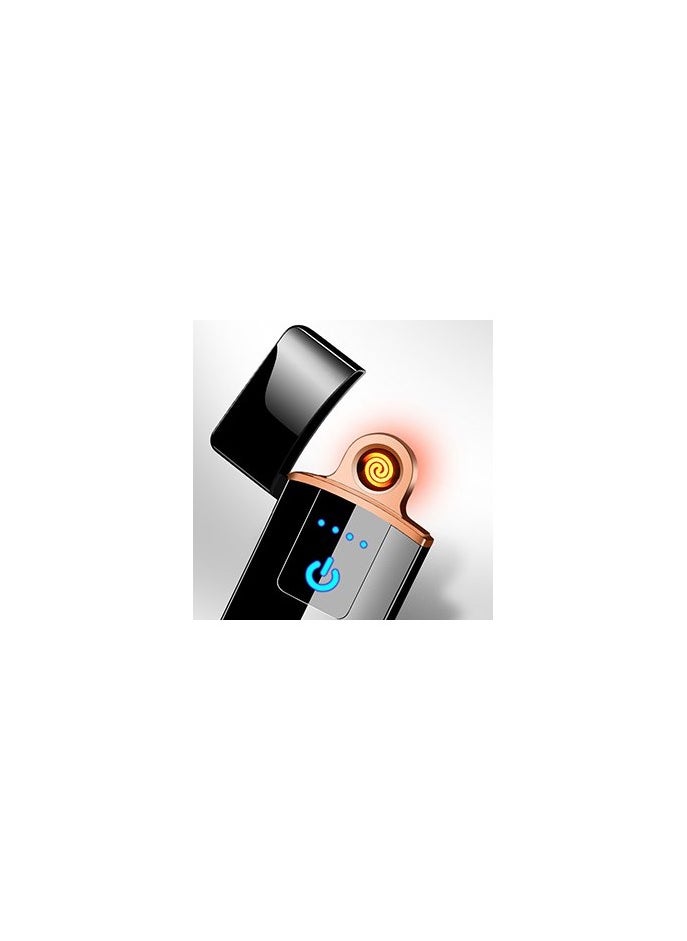 amazing.EGP - Electronic Lighter, Windproof USB Rechargeable Electric Lighter with Smart Fingerprint Sensor, Double Side Ignition, Creative Power Indicator Flameless Lighter (Black) - Image 1