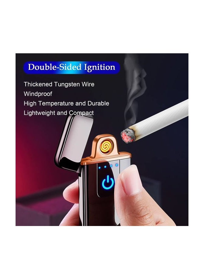 amazing.EGP - Electronic Lighter, Windproof USB Rechargeable Electric Lighter with Smart Fingerprint Sensor, Double Side Ignition, Creative Power Indicator Flameless Lighter (Black) - Image 1