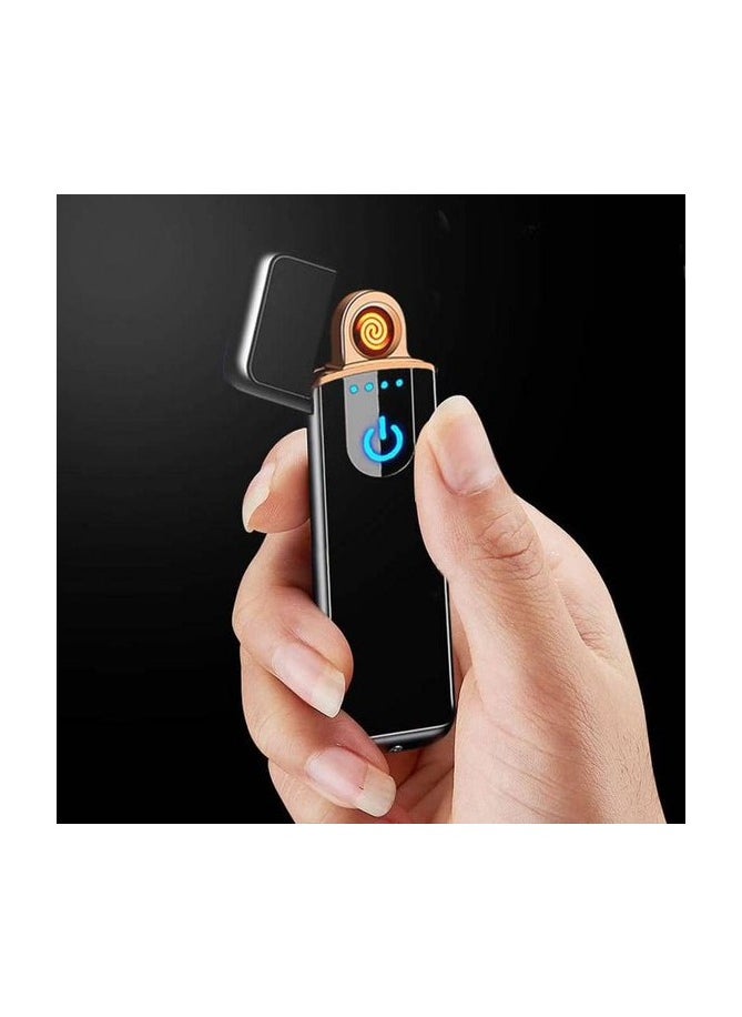amazing.EGP - Electronic Lighter, Windproof USB Rechargeable Electric Lighter with Smart Fingerprint Sensor, Double Side Ignition, Creative Power Indicator Flameless Lighter (Black) - Image 1