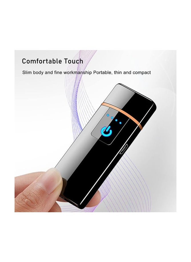 amazing.EGP - Electronic Lighter, Windproof USB Rechargeable Electric Lighter with Smart Fingerprint Sensor, Double Side Ignition, Creative Power Indicator Flameless Lighter (Black) - Image 1