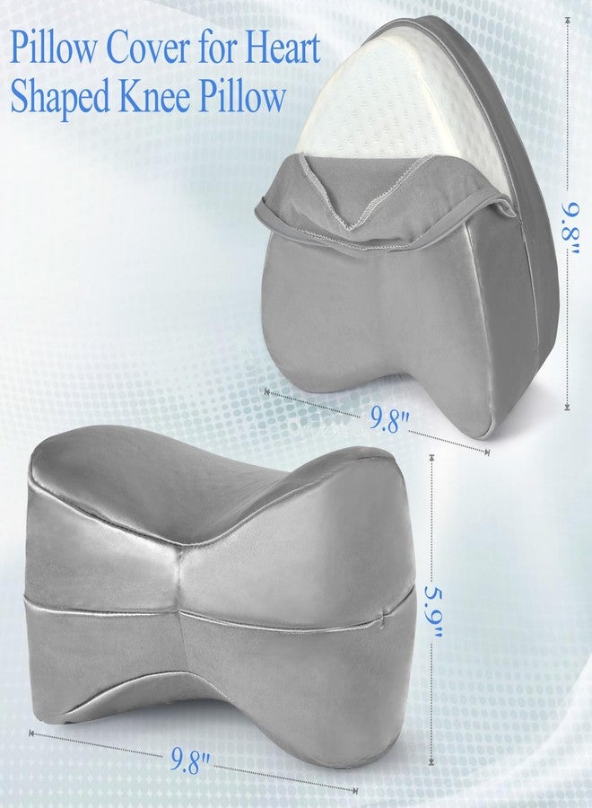 Zelimun Knee Pillow Cover 9.8" x9.8" x5.9", Leg Pillowcase Replacement, Contour Pillowcase for Heart Shaped Knee Pillow (Grey) - Image 2