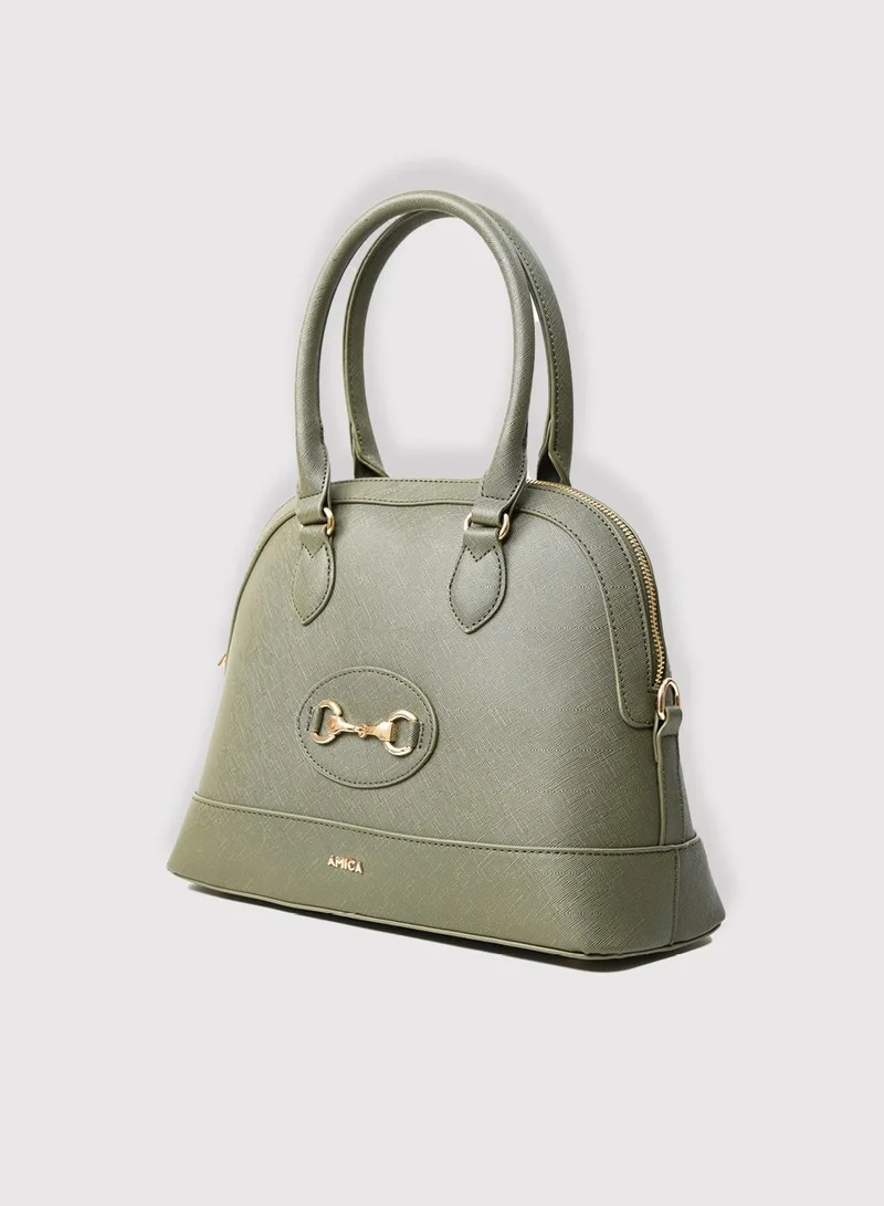 AMICA Evita Dome Shaped Ladies Handbag- Green