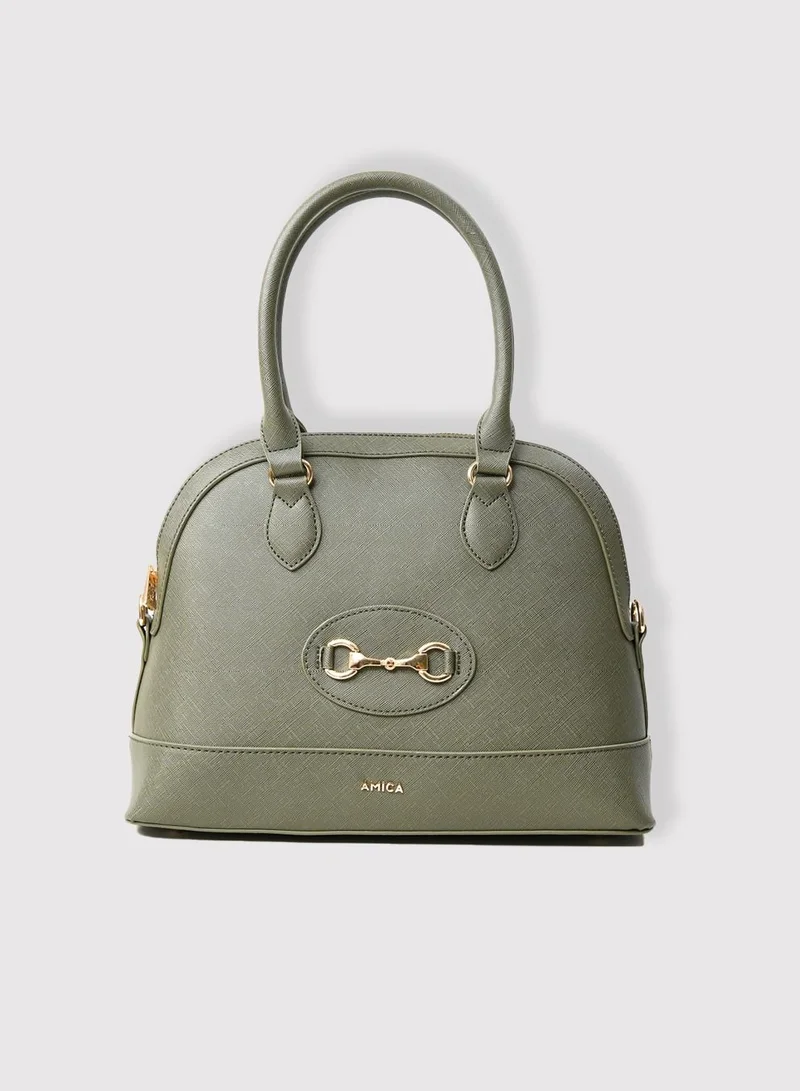 AMICA Evita Dome Shaped Ladies Handbag- Green