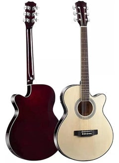 Megarya MegArya Cutaway Electro Acoustic Guitar with 4 Band EQ Natural  - Image 1