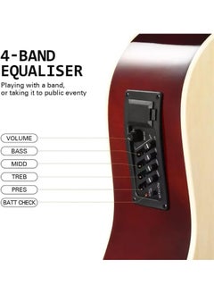 Megarya MegArya Cutaway Electro Acoustic Guitar with 4 Band EQ Natural  - Image 3