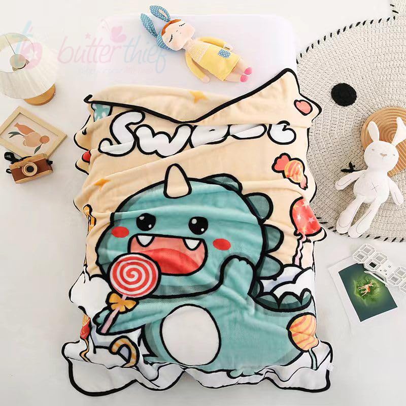 INSTABUYZ Butterthief Light Weight Cartoon Printed Blanket 100 x140 cm, 0-5 Years Soft Flannel for All Seasons Reversible Baby Blanket for Kids Toddlers New Born Boys & Girls - Image 1