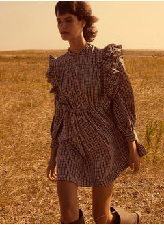 WAREHOUSE Checked Ruffle Detail Dress  - Image 3