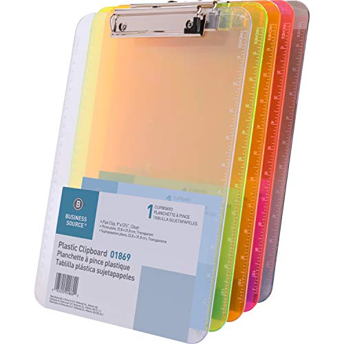 Business Source Flat Clip Neon Green Plastic Clipboard - Image 5