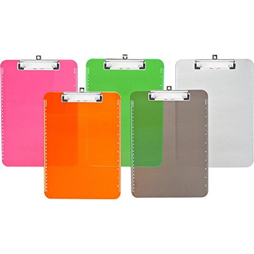 Business Source Flat Clip Neon Green Plastic Clipboard - Image 2