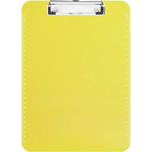 Business Source Flat Clip Neon Green Plastic Clipboard - Image 3