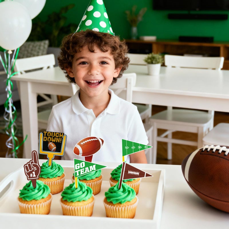 wuhuzsm 36pcs Football Cupcake Toppers, Touchdown Decorations for Football Theme Birthday Party, Sports Game Day Celebration Supplies - Image 4