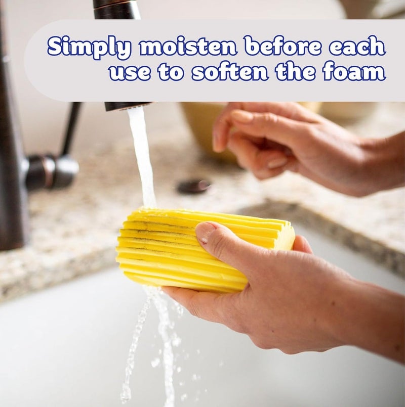 Scrub Daddy Damp Duster Reusable Dust Cleaning Sponge Yellow, Pre-Moistened Dust Remover for Blinds, Shelves, Furniture and Tight Spaces, Washable Water Activated Dusting Sponge, 1 Piece - Image 4