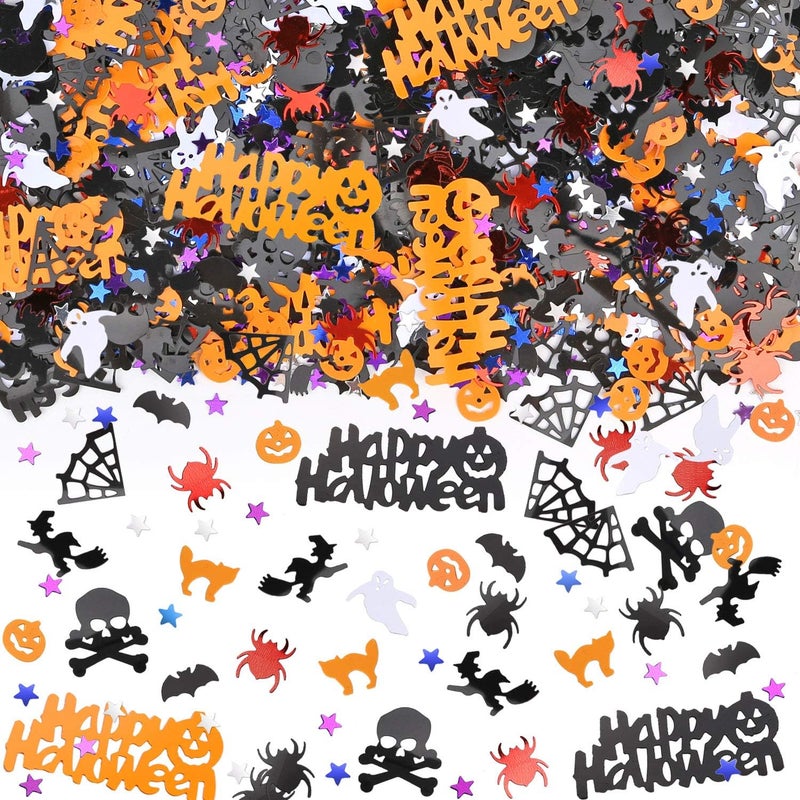 Konsait 2000pcs Confetti Table Scatter Pumpkins Spiders Bats Witches Spider Webs Star Cat Ghost Skull for Halloween Party Favor Decorations - Image 1