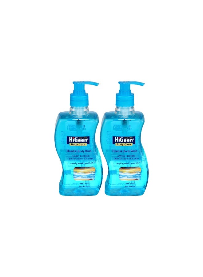 HiGeen Antiseptic Hand & Body Wash With Pump Wavy (Sea breeze) 500 ml (Twin Pack)