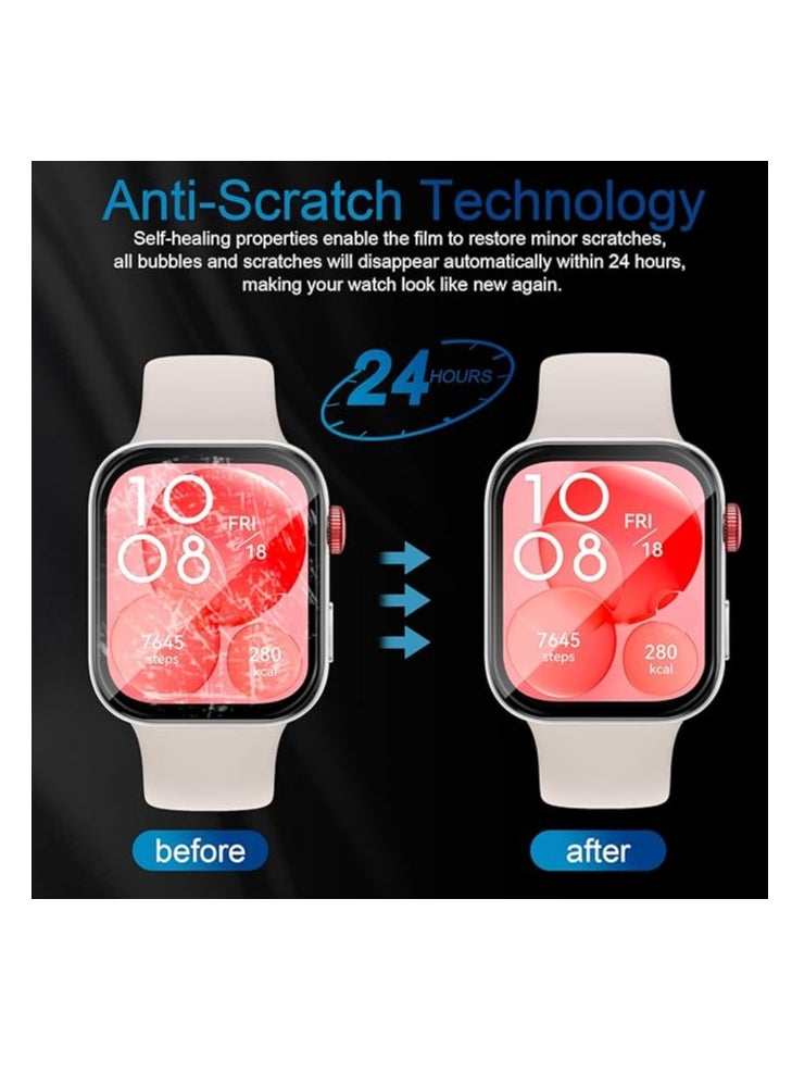 Screen Protector for Huawei Watch Fit 3, Pack of 3, 3D Full Coverage HD Flexible Screen Protector, Anti-Dust, Bubble-Free Screen Protector, Scratch-Resistant Screen Protector