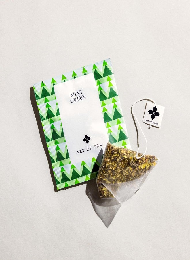 Art of Tea Organic Mint Green Tea Bags, 50 Count Premium Pyramid Sachets, Refreshing Green Tea with Peppermint & Spearmint, Smooth Caffeinated Tea for Hot or Iced Tea - Image 5