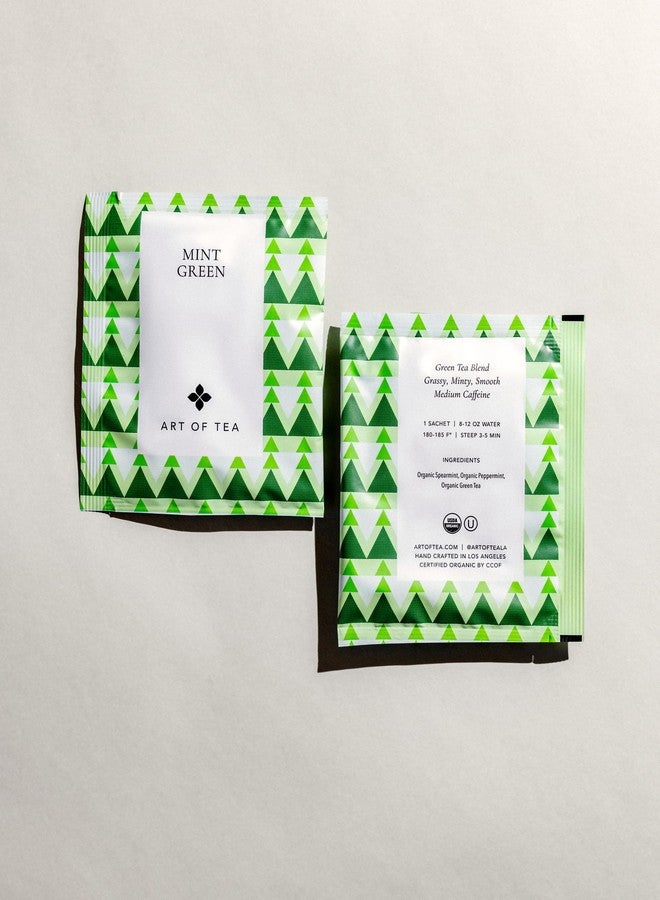 Art of Tea Organic Mint Green Tea Bags, 50 Count Premium Pyramid Sachets, Refreshing Green Tea with Peppermint & Spearmint, Smooth Caffeinated Tea for Hot or Iced Tea - Image 2
