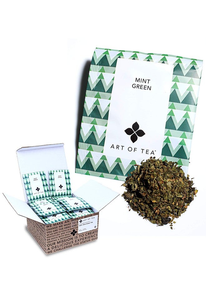 Art of Tea Organic Mint Green Tea Bags, 50 Count Premium Pyramid Sachets, Refreshing Green Tea with Peppermint & Spearmint, Smooth Caffeinated Tea for Hot or Iced Tea - Image 1