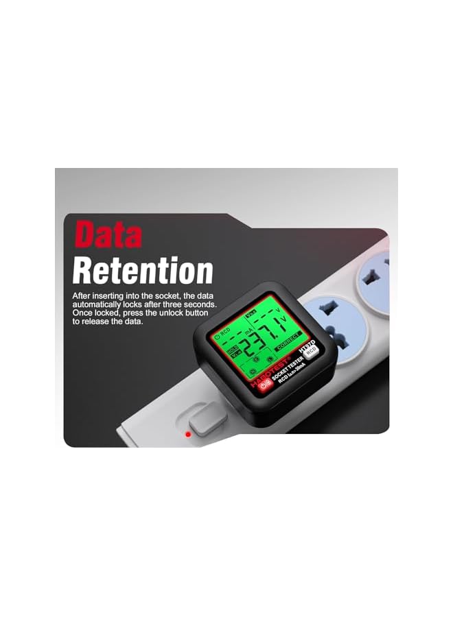 promass GFCI Outlet Tester with LCD Display, Receptacle Detector, Electric Voltage Tester for Standard 3-Wire 260V AC Voltage, Socket Checker 6 Visual Indicators/Wiring Legend for Home (HT97B) - Image 4
