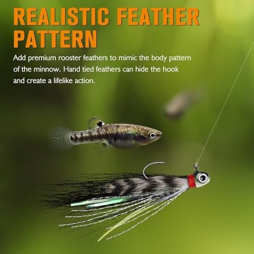 Dovesun Crappie Jigs HandTied Hair Jigs 10 Colors Fishing Jigs Bucktail Crappie Jig Heads for Trout Walleye and Panfish Fishing 4116oz40pcs - Image 3