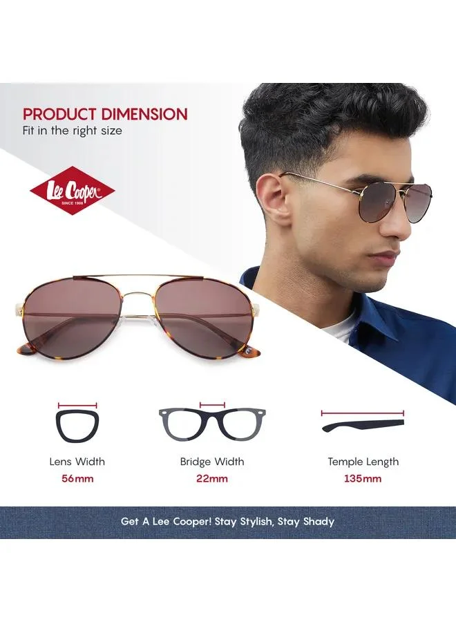 Lee Cooper Polarized Sunglasses Gold Frame Gradient Brown Mirror Lens 56mm  - LC1205C02