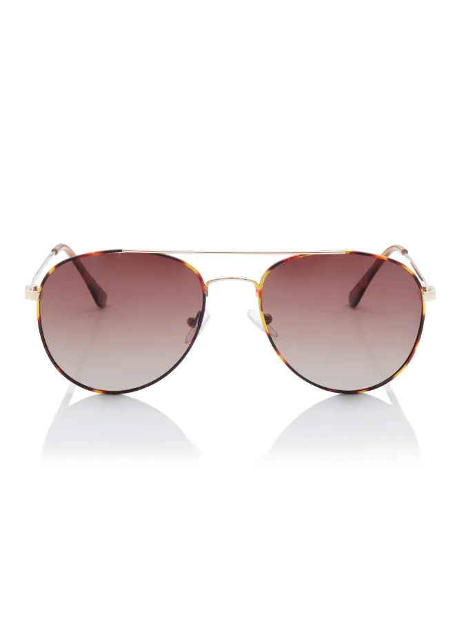 Lee Cooper Polarized Sunglasses Gold Frame Gradient Brown Mirror Lens 56mm  - LC1205C02