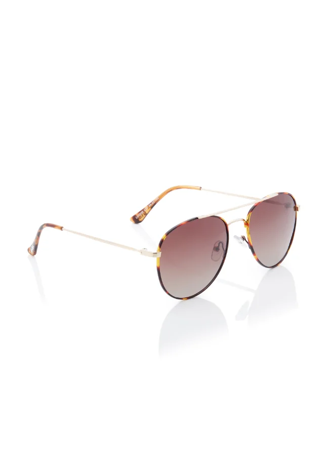 Lee Cooper Polarized Sunglasses Gold Frame Gradient Brown Mirror Lens 56mm  - LC1205C02