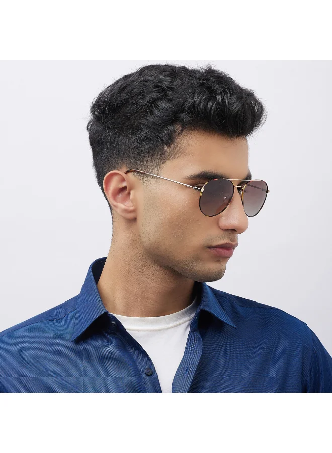 Lee Cooper Polarized Sunglasses Gold Frame Gradient Brown Mirror Lens 56mm  - LC1205C02