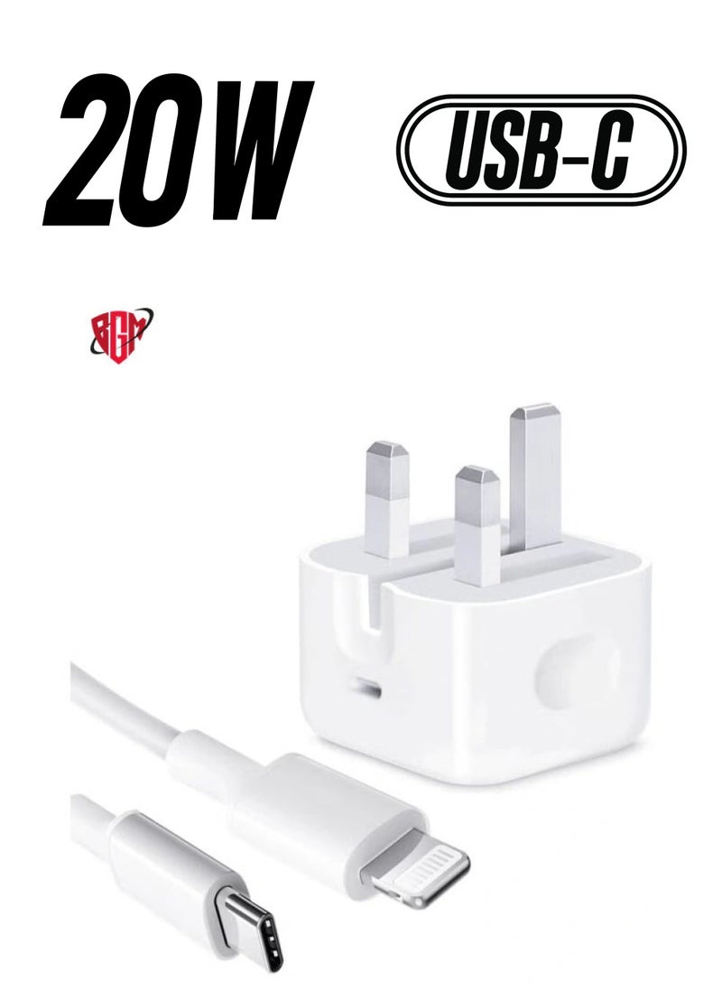 BGM - MFi Certified‘ iPhone 20W Charger Plug and 2M USB C to Lightning Cable PD Fast Charger USB C Plug Data Lead Compatible with iPhone 14/14 Plus/14 Pro/14 Pro Max/13/12/11/11 Pro/XS Max/XR/X/8/7/iPad - Image 1