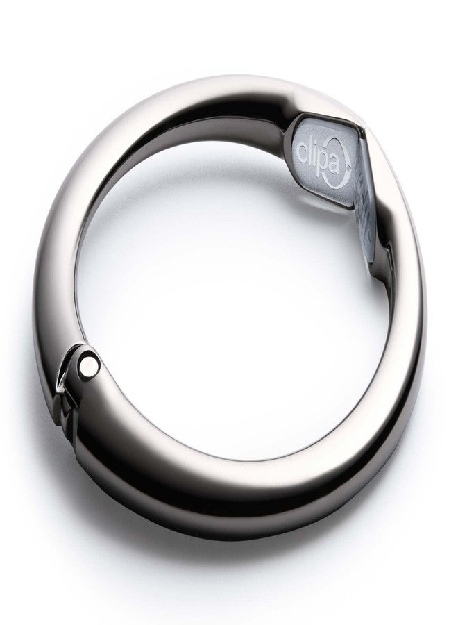 Clipa Bag Hanger - Polished Hematite PVD - The Ring that Opens Into a Hook and Hangs in Just 1/2" of Space, Holds 33 lbs., 3 yr. Warranty - Image 2