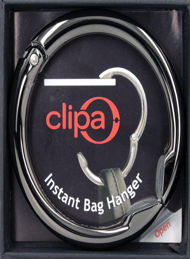 Clipa Bag Hanger - Polished Hematite PVD - The Ring that Opens Into a Hook and Hangs in Just 1/2" of Space, Holds 33 lbs., 3 yr. Warranty - Image 3