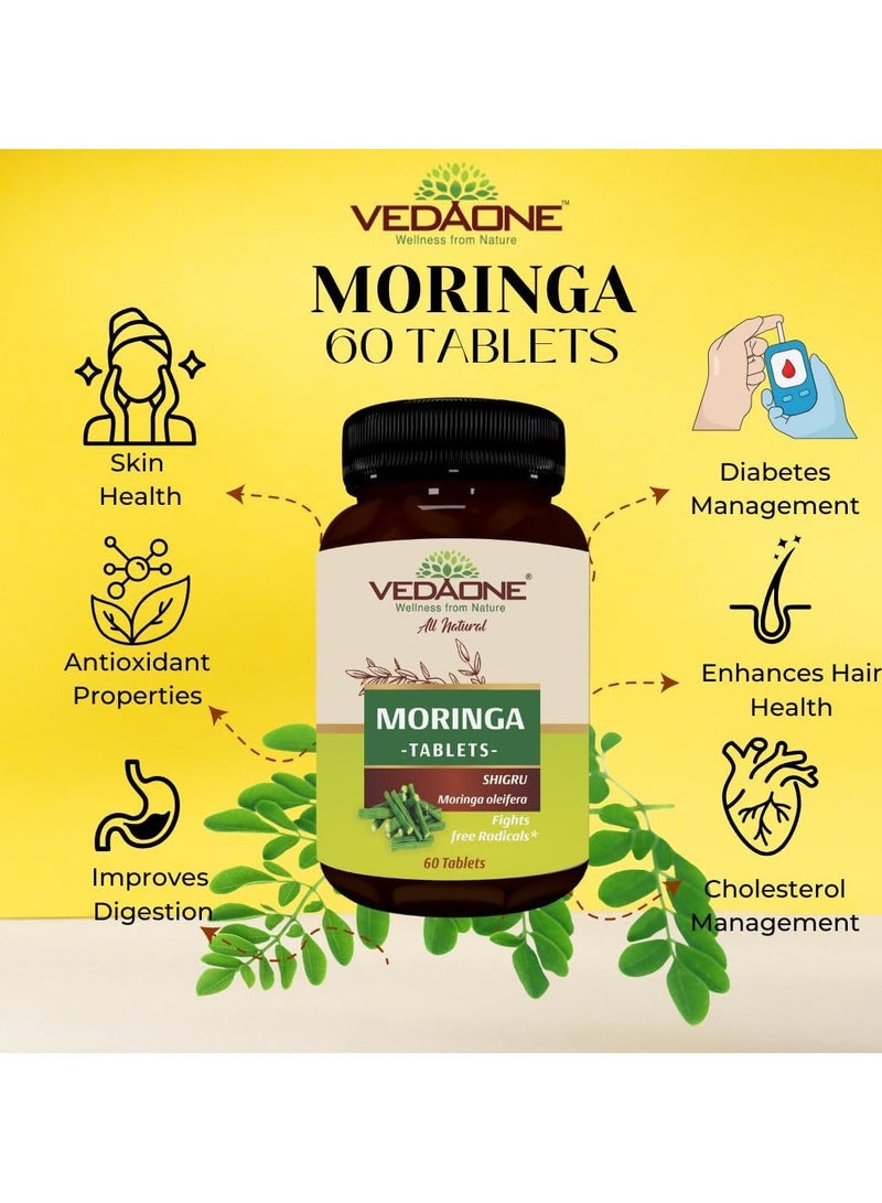 VedaOne All Natural Premium Moringa tablets 750mg each| 60 Tablets| 100% organic |Moringa benefits- Immune Support, Energy Boost, Digestion, Metabolism, Rich in Antioxidants, Vitamins, and Minerals - Image 3