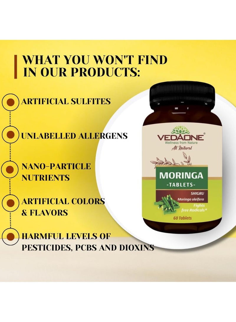 VedaOne All Natural Premium Moringa tablets 750mg each| 60 Tablets| 100% organic |Moringa benefits- Immune Support, Energy Boost, Digestion, Metabolism, Rich in Antioxidants, Vitamins, and Minerals - Image 5