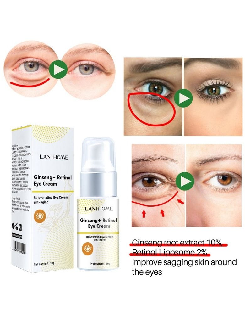 Lanthome Ginseng Retinol Eye Cream for Dark Circles and Reduce Puffiness Eye Cream Under Eye Treatment Anti Aging Eye Cream for Wrinkles Reduces Fine Lines 30g  - Image 4