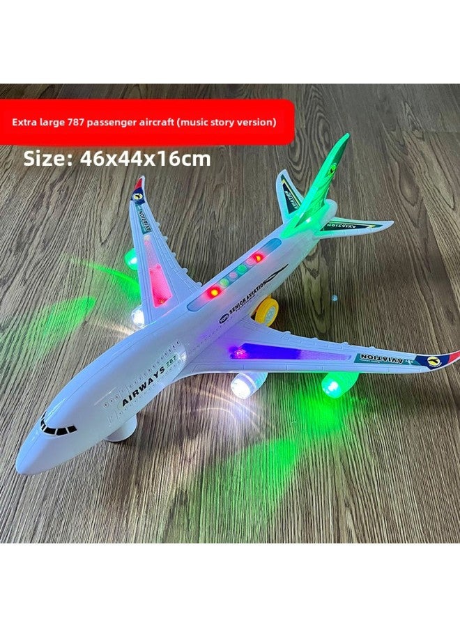Children's Electric Universal Sliding Aircraft Toy Series Early Education Light Story Passenger Plane Model Boy Wholesale-Color:Extra Large 787 Music Story Extra Large Plane-Specifications:No. 5 Charging Sleeve  - Image 1