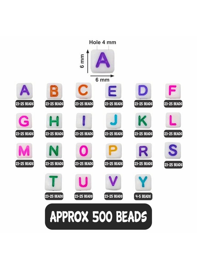 INDIKONB Alphabet Cube Beads - Multicolour Letter Beads - Single Letters for Bracelet and Jewellery Making (Without Box) - Image 2
